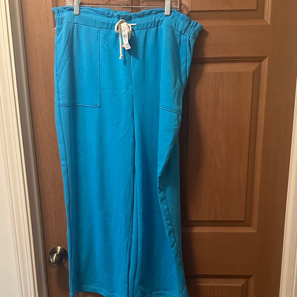 LOFT Bright Turquoise Knit Drawstring Pants